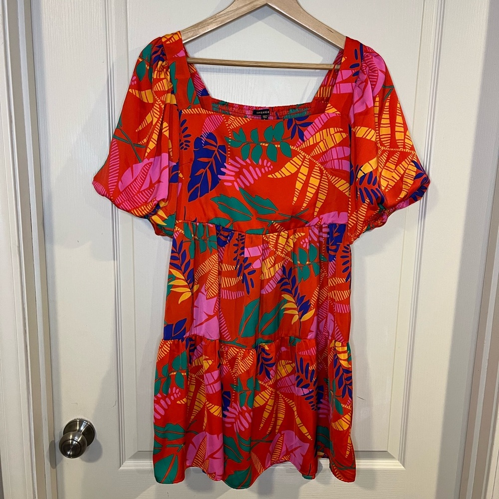 Colorful Leaf Print Dress Farm Rio Inspired - Picture 2 of 7